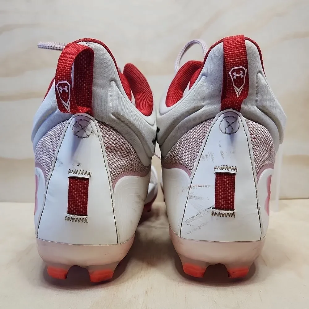 Under Armour Command Lacrosse Cleats Men 13 Red White Athletic Shoes